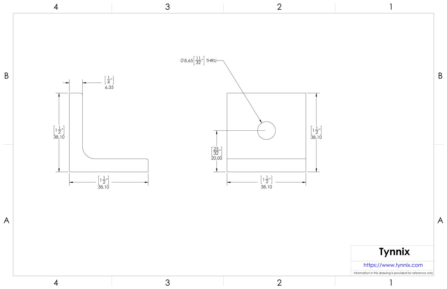 Corner Bracket for 40 mm High Rail, 1.5" (38mm) Long, Silver