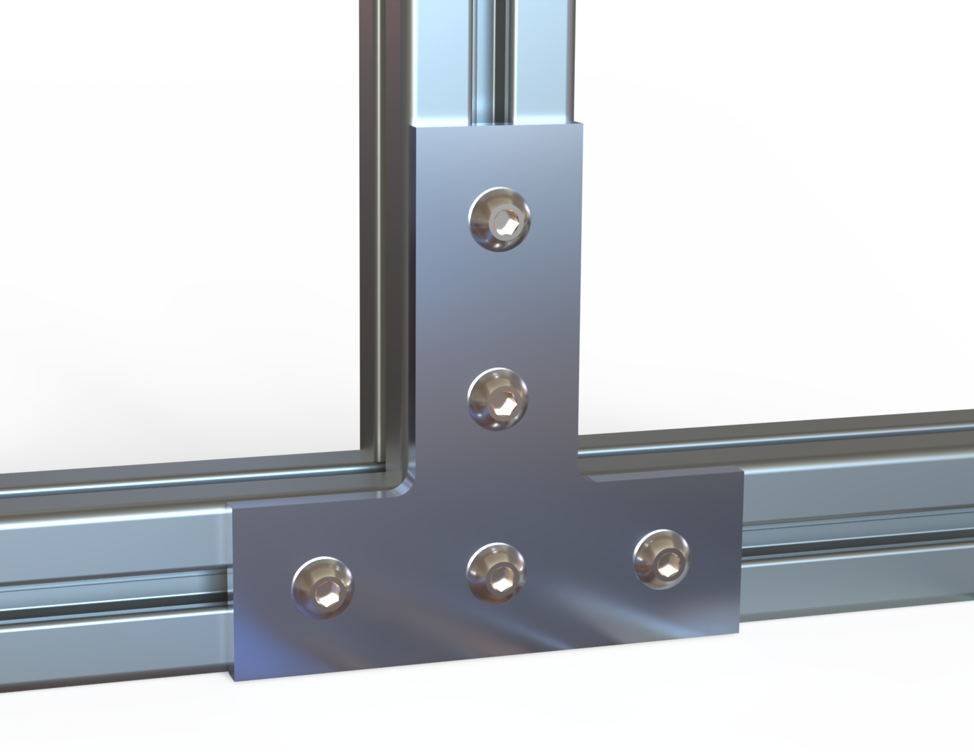 Flush Tee Bracket for 40 mm High T-slot Rail, with hardware